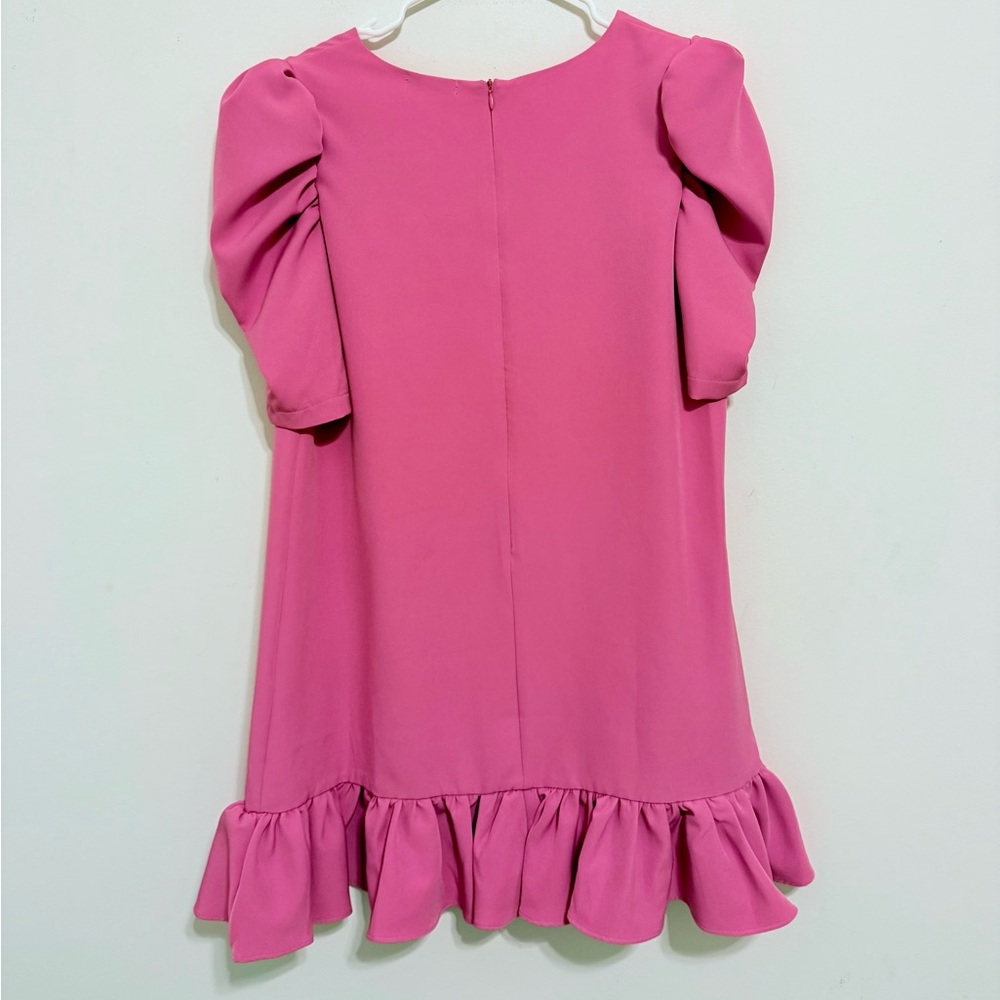Lida Kate Pink Puff Sleeve Ruffle Hem Mini Dress | Size L | NWT - Picture 7 of 9